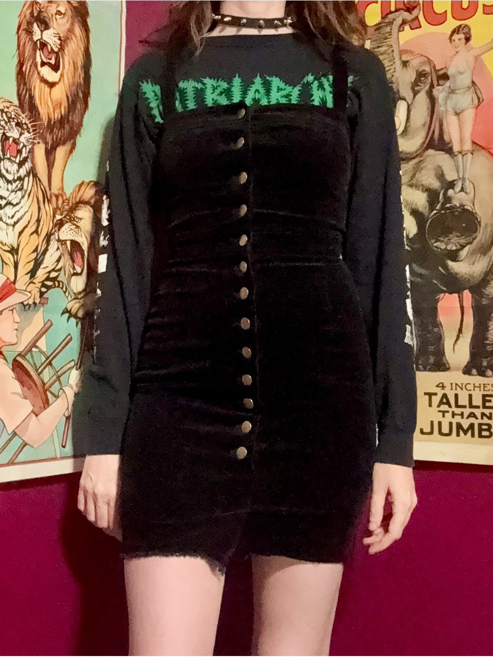 Skylar + Madison Black Corduroy Button-Front Mini Dress Size S